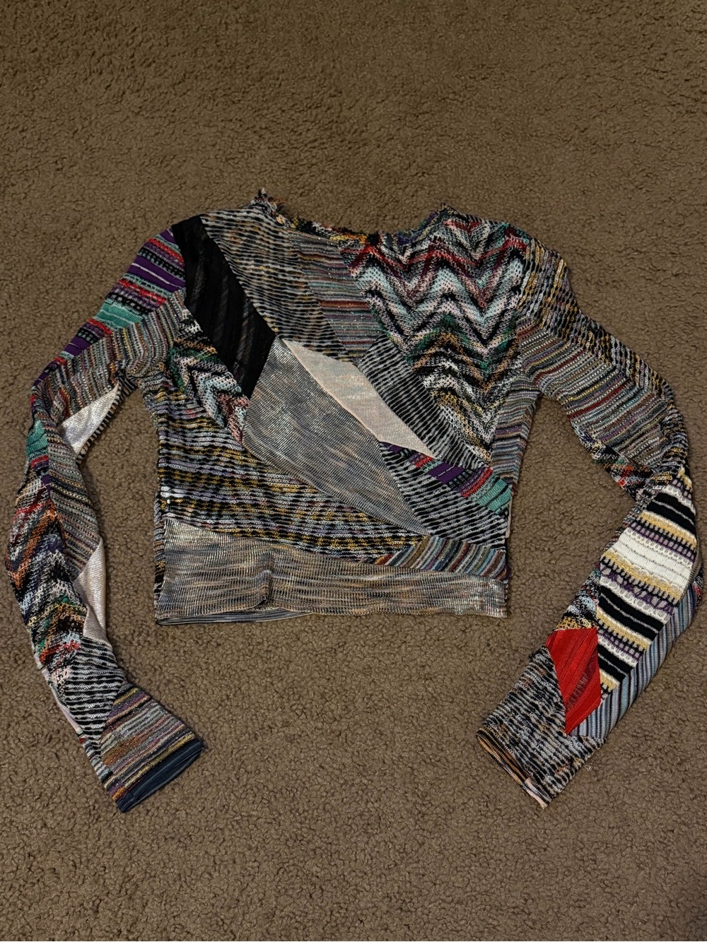 Missoni Spring 2022 Multicolor Zigzag & Stripe Long-Sleeve Knit Top - Picture 5 of 8